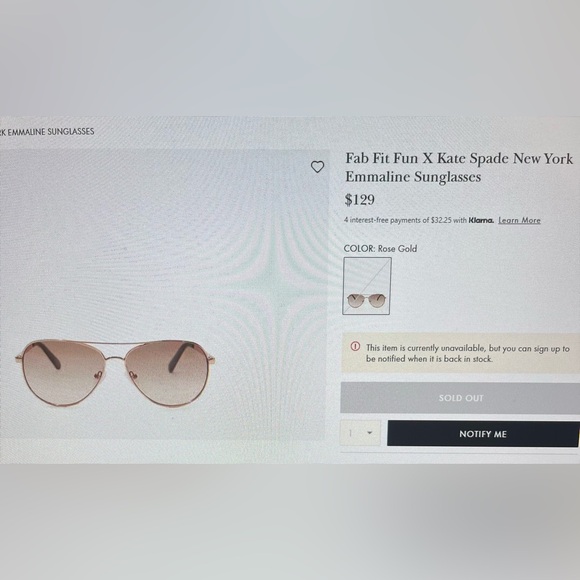 Kate Spade NY Emmaline Sunglasses (FabFitFun X) in Rose Gold - Picture 5 of 5